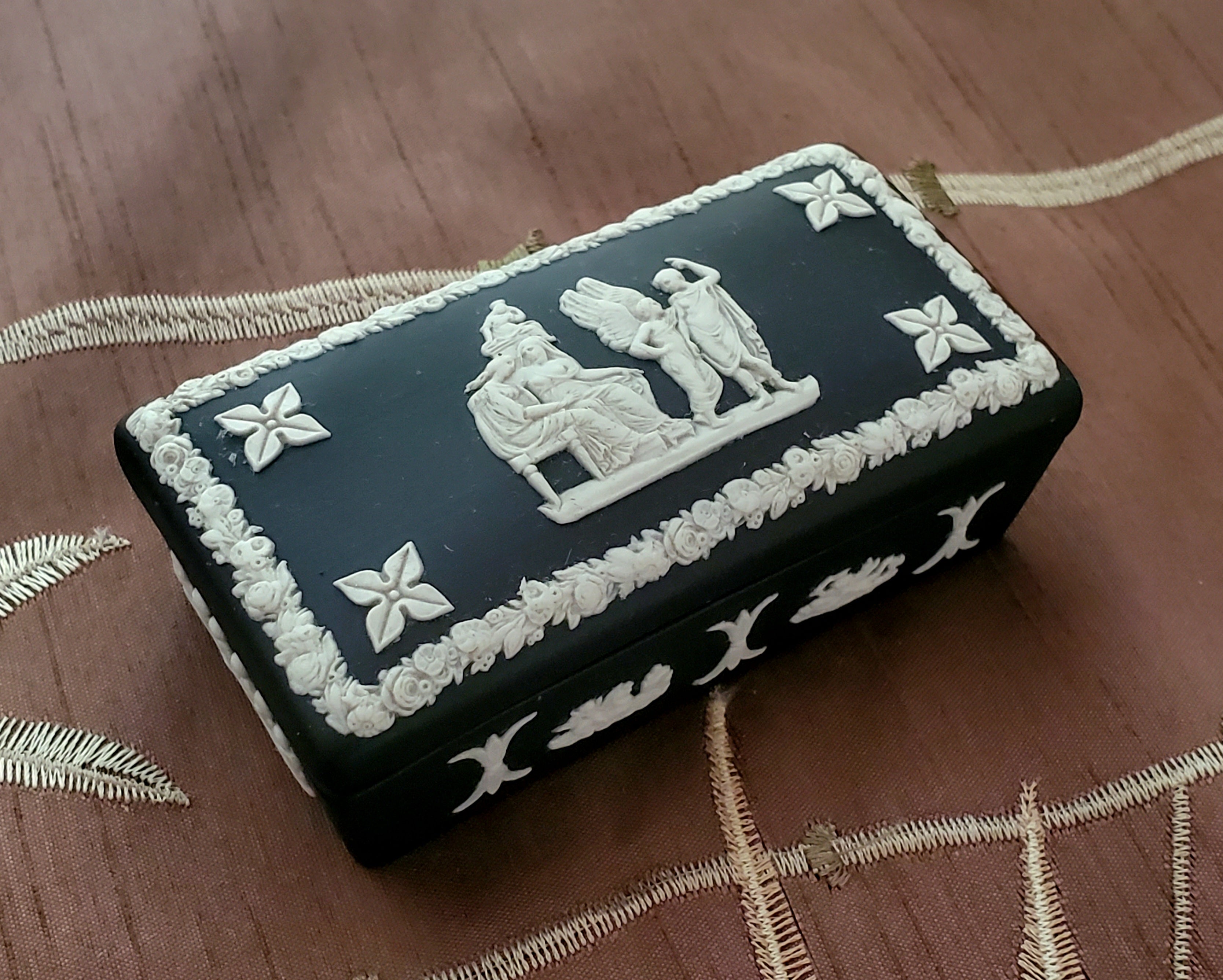 Wedgwood - Vintage Basalt Jasperware Rectangular Trinket Box