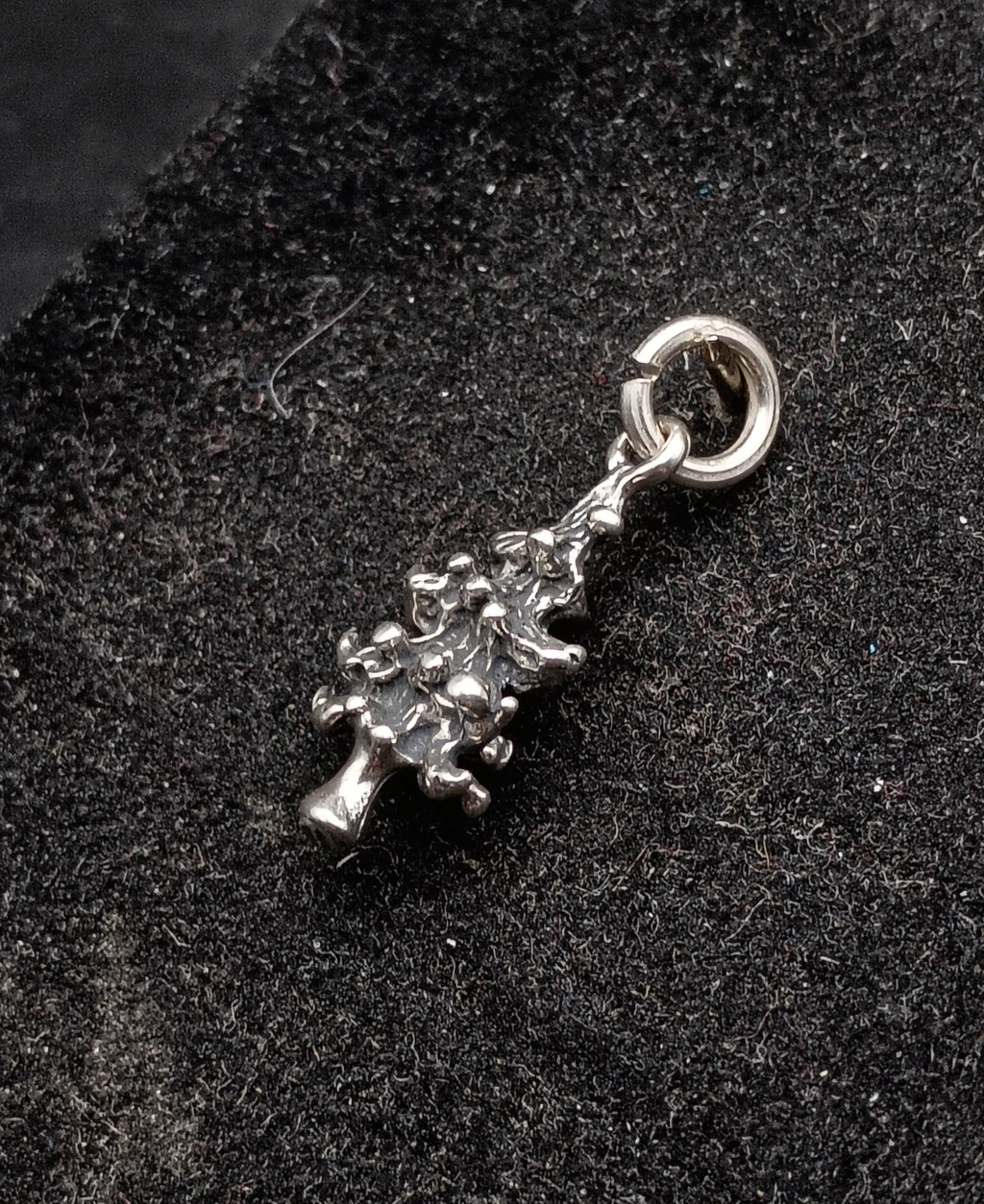 Vintage Silver Tone 3-D Christmas Tree Charm