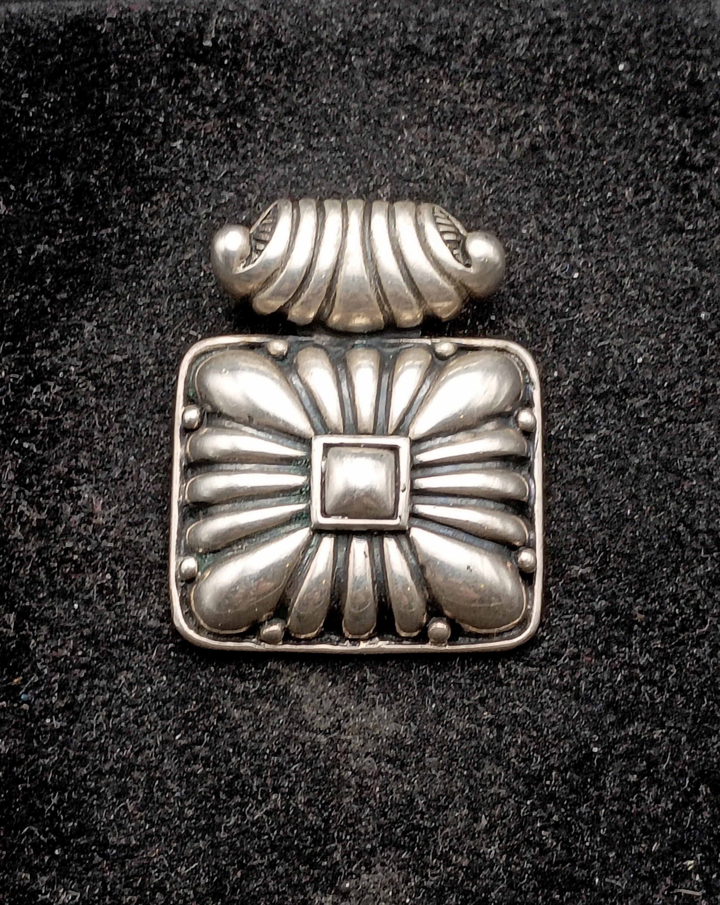 Vintage Sterling Silver Square Slide Pendant