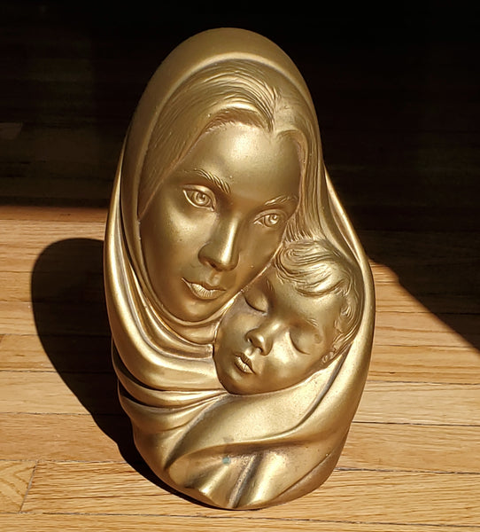 Marie Brower - Vintage Chalkware Mary and Jesus Chalkware Sculpture