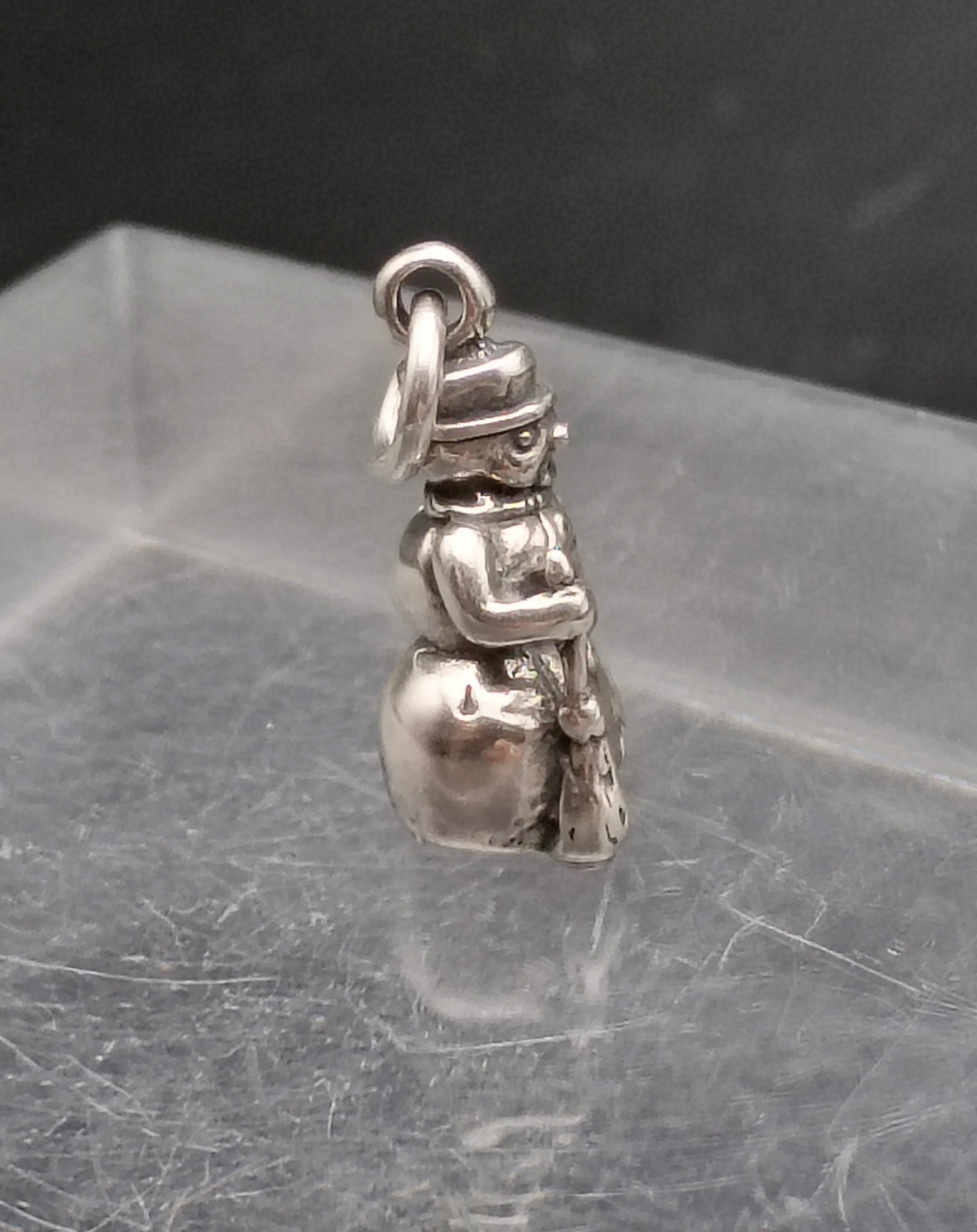 Vintage Sterling Silver 3-D Snowman Charm