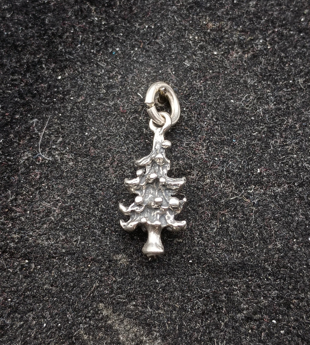 Vintage Silver Tone 3-D Christmas Tree Charm