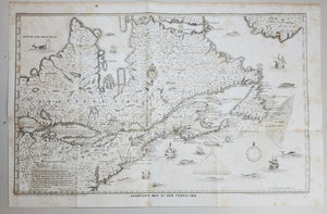 Antique "Champlain's Map of New France 1632" 1850 Facsimile