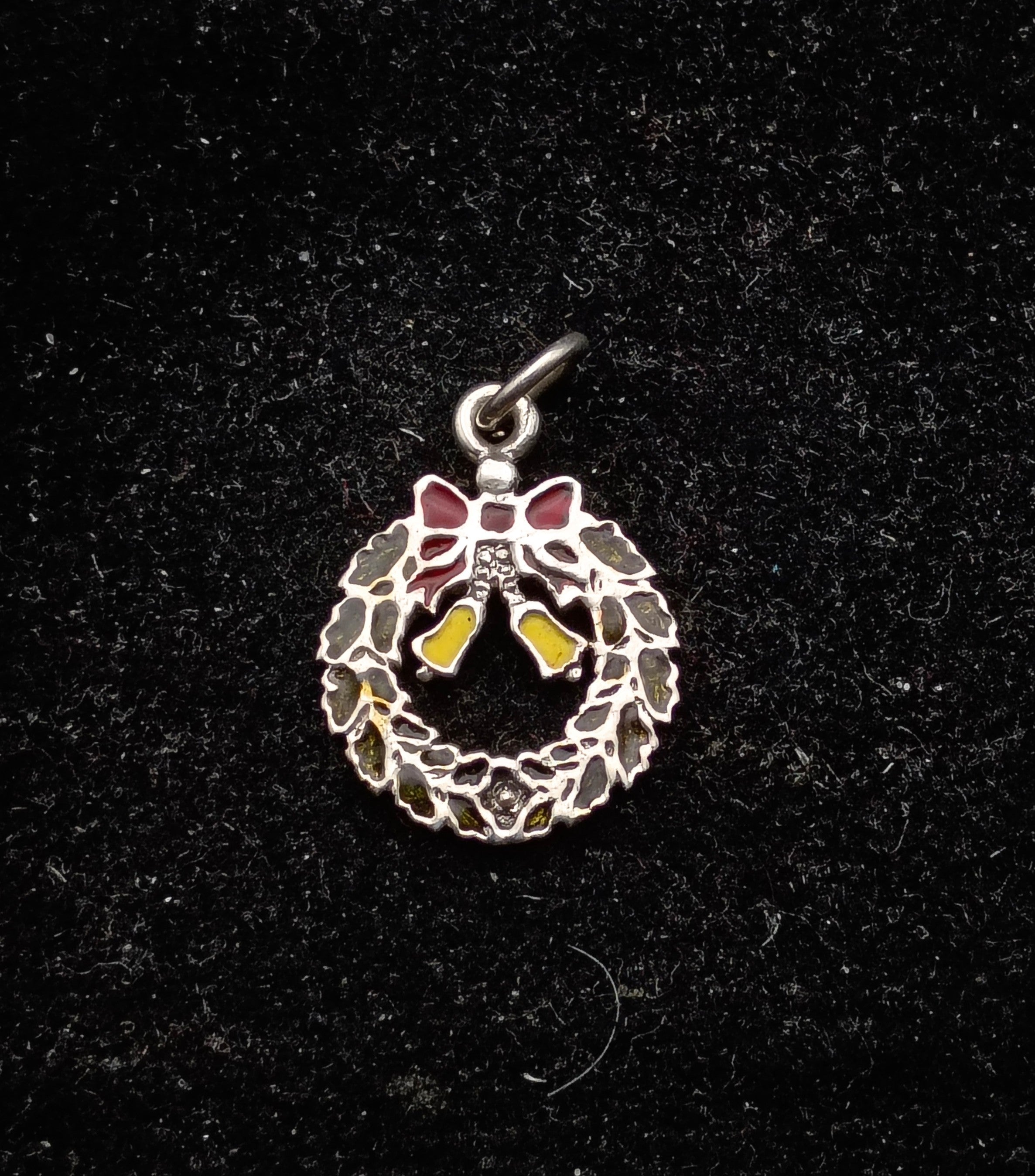 Vintage Sterling Silver Christmas Wreath Charm