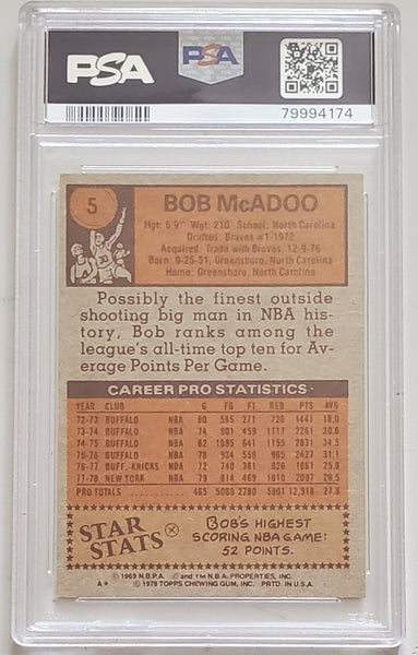 Bob McAdoo - Autographed 1978 Topps PSA/DNA Certified Basketball Card