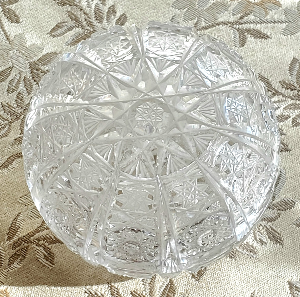 Antique Cut Crystal Lidded Bowl