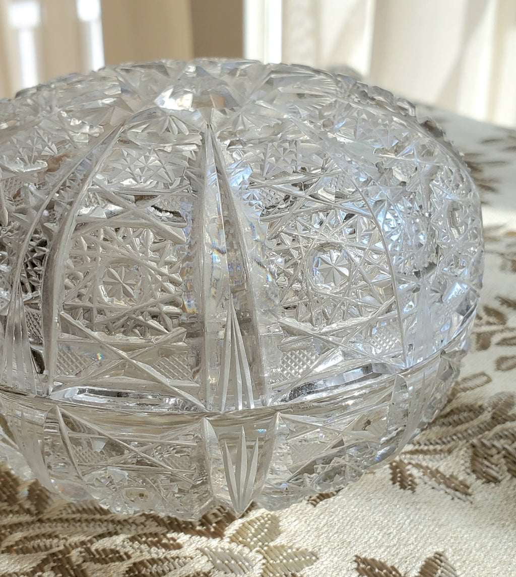 Antique Cut Crystal Lidded Bowl