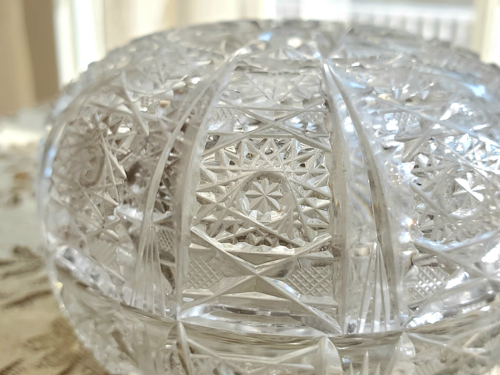 Antique Cut Crystal Lidded Bowl
