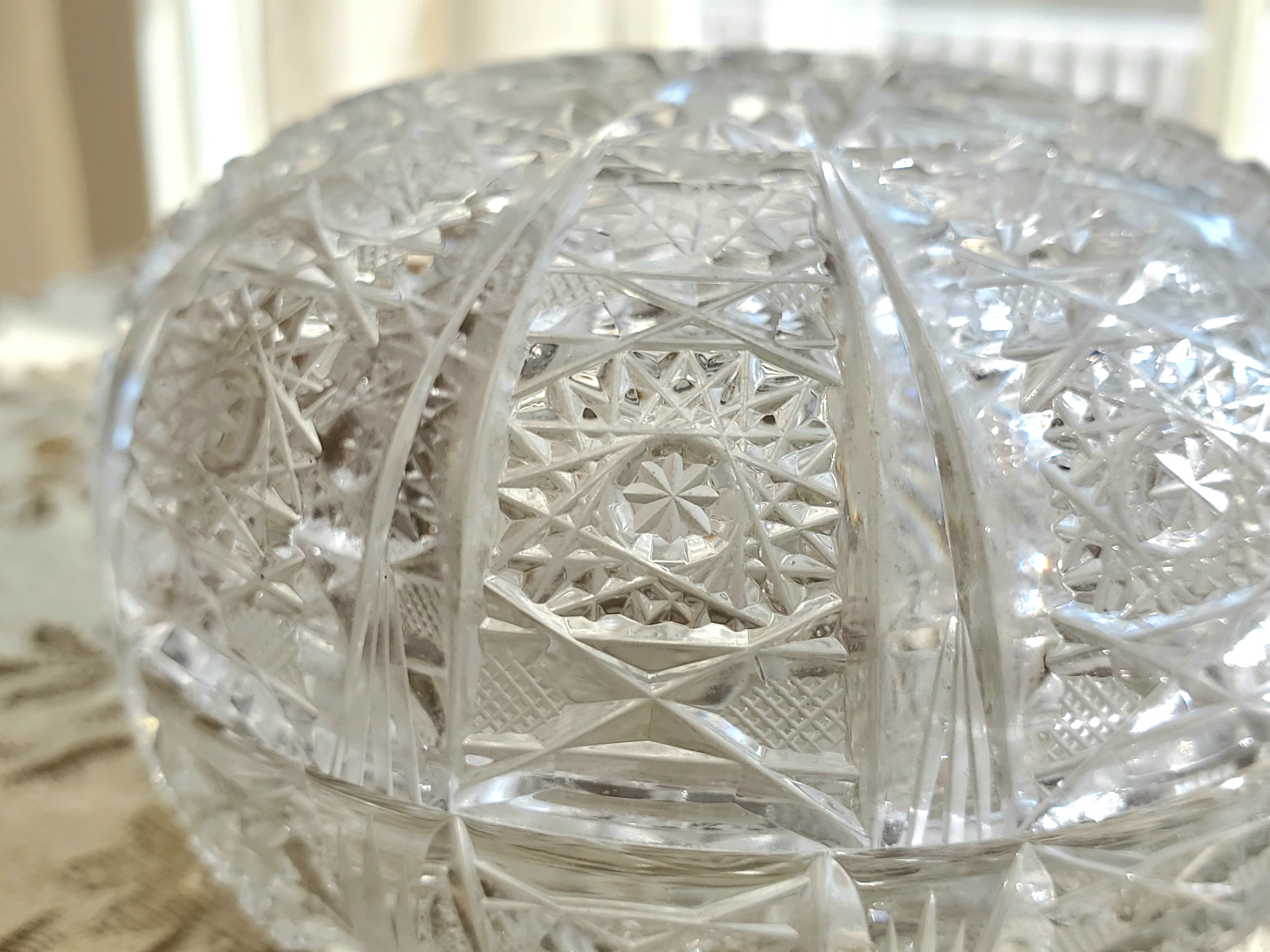 Antique Cut Crystal Lidded Bowl