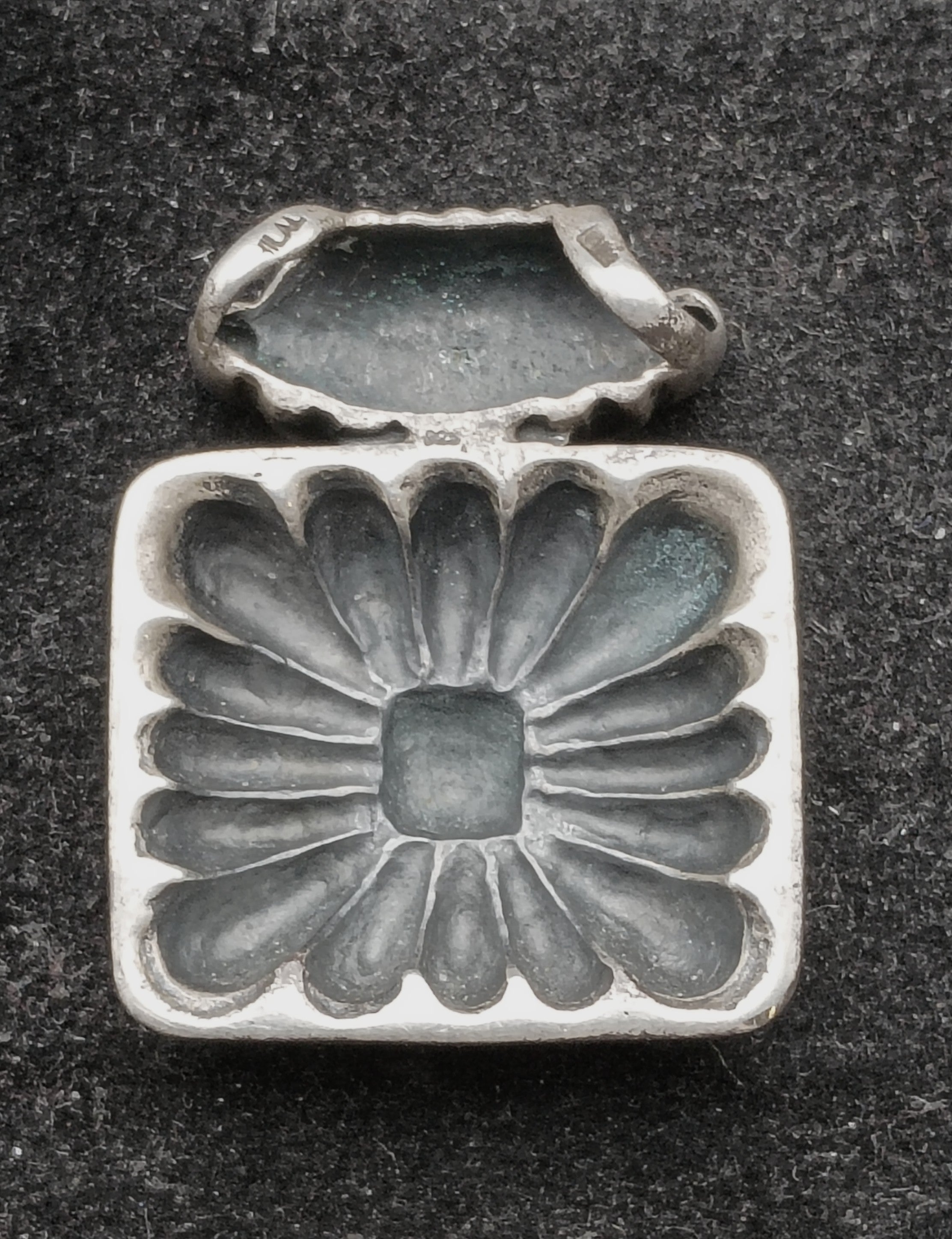 Vintage Sterling Silver Square Slide Pendant