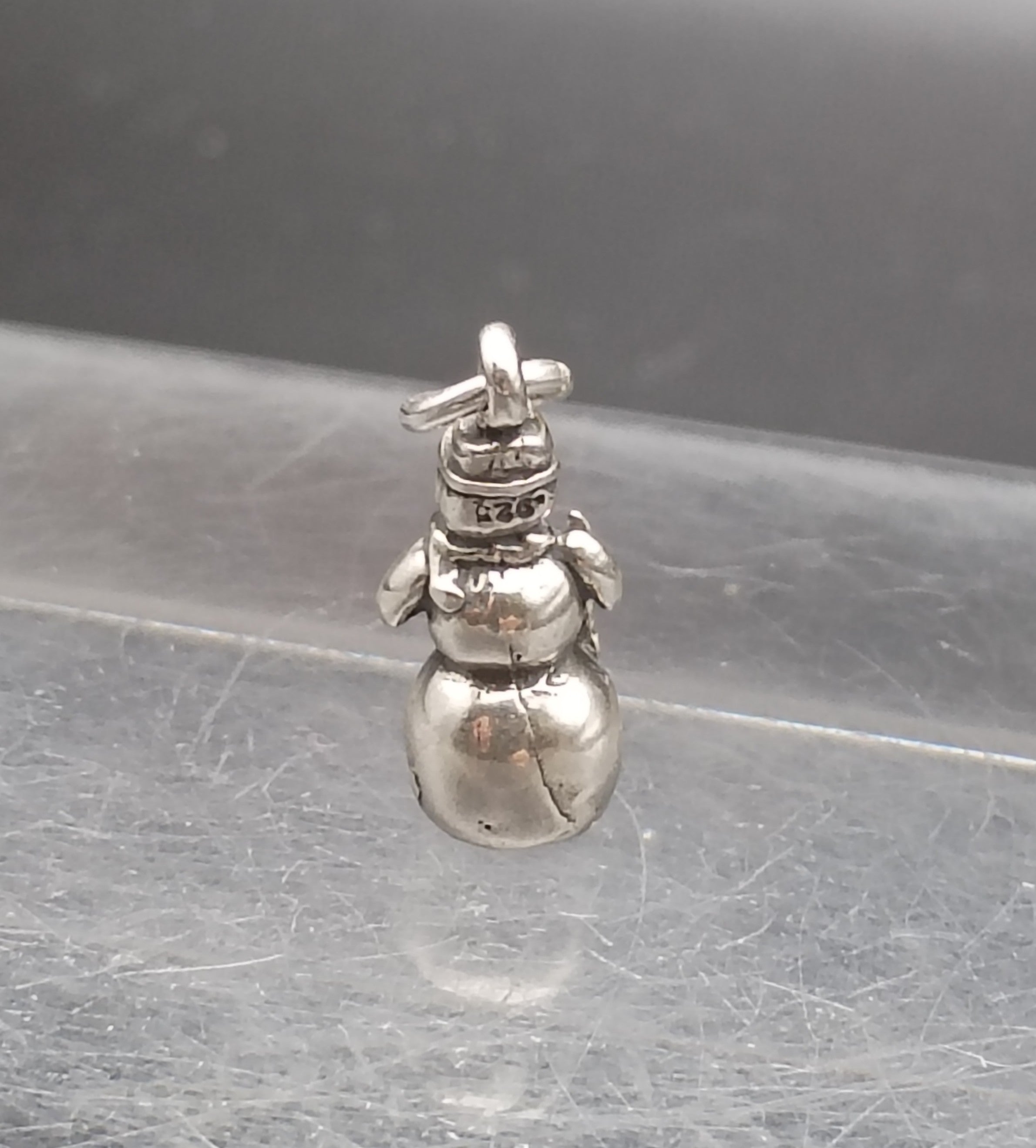 Vintage Sterling Silver 3-D Snowman Charm