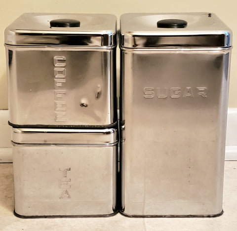 Vintage Lincoln Beautyware Chrome Kitchen Canisters