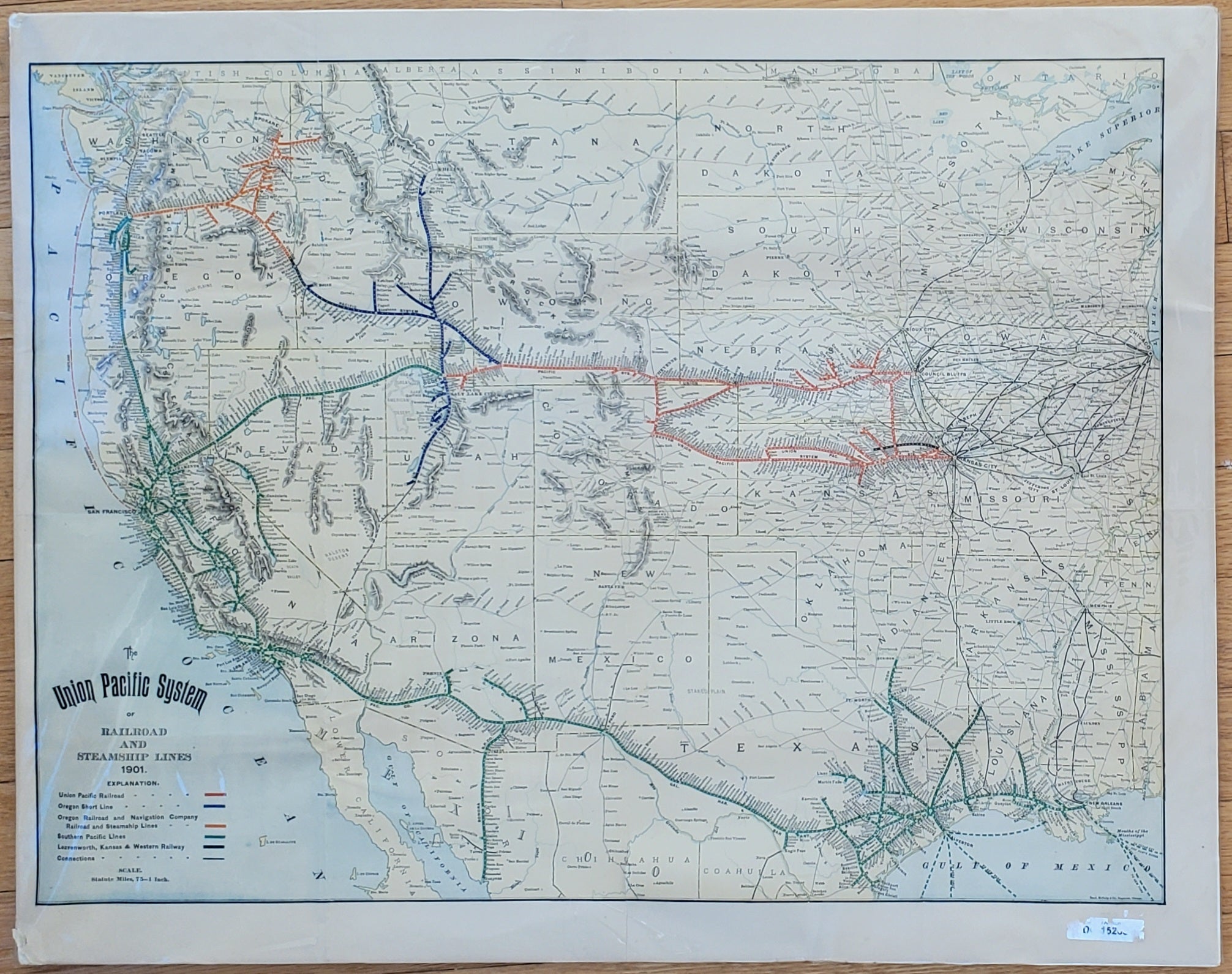 Antique "The Union Pacific System of Railroad and Steamship Lines 1901" Map