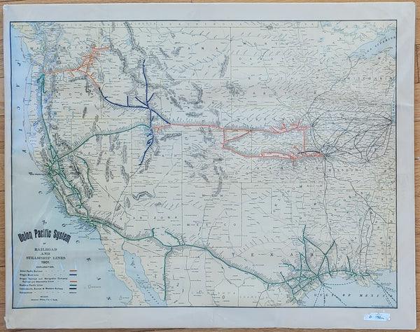 Antique "The Union Pacific System of Railroad and Steamship Lines 1901" Map