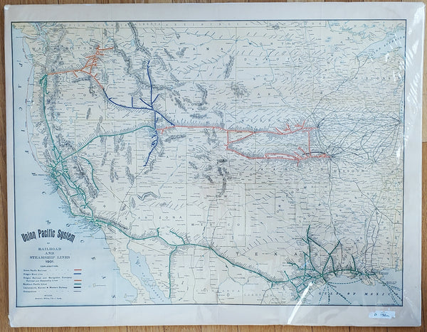 Antique "The Union Pacific System of Railroad and Steamship Lines 1901" Map