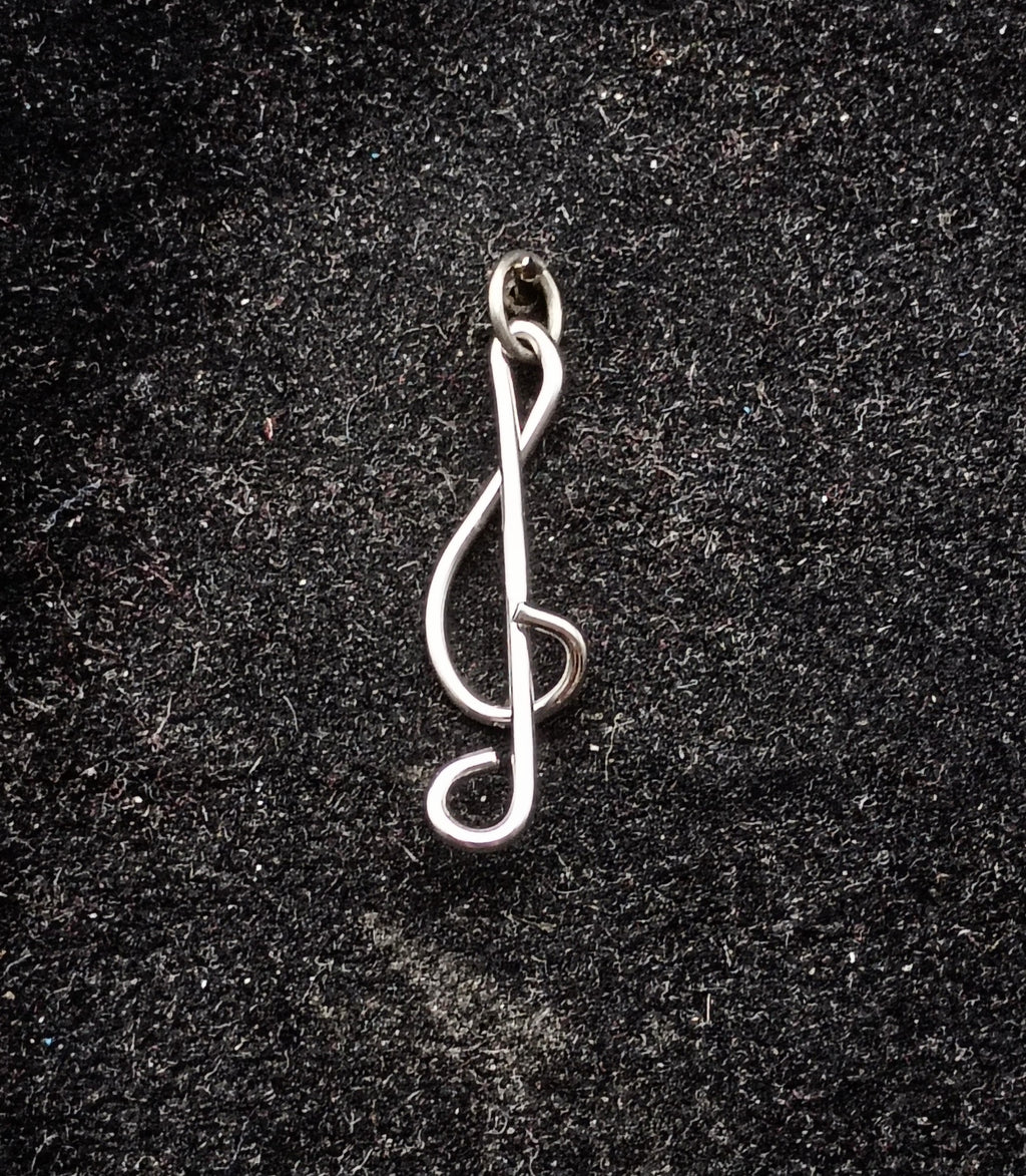 Vintage Sterling Silver Wire Treble Clef Pendant