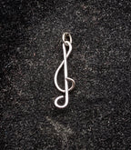 Vintage Sterling Silver Wire Treble Clef Pendant