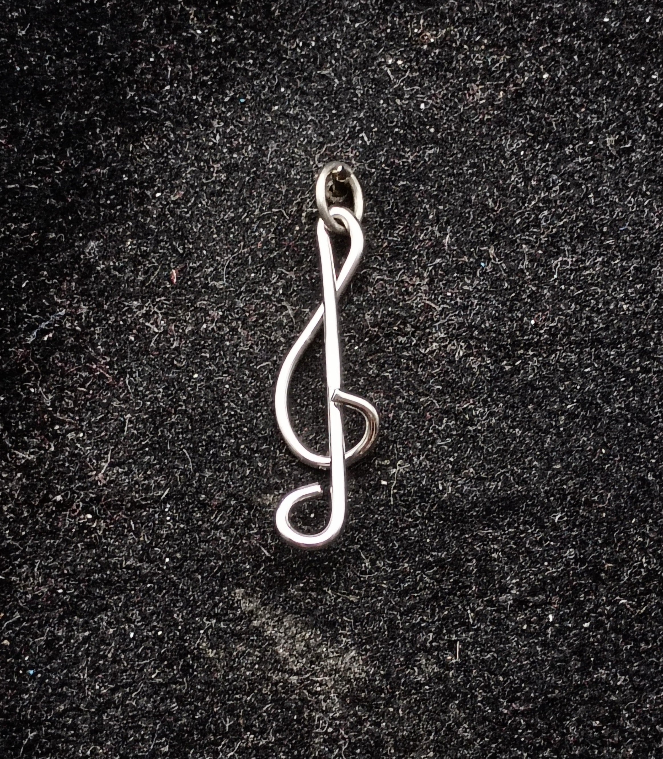 Vintage Sterling Silver Wire Treble Clef Pendant