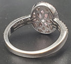 Vintage Sterling Silver Pink Crystal Double Halo Ring - Size 8.25