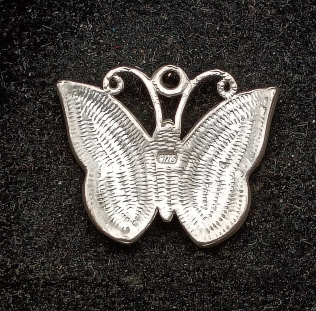 Sterling Silver and Enamel Butterfly Pendant
