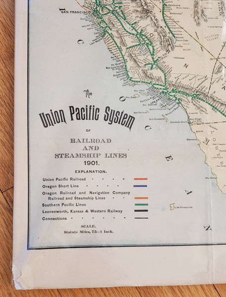 Antique "The Union Pacific System of Railroad and Steamship Lines 1901" Map