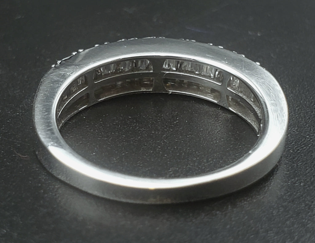 Vintage Baguette Diamonds Sterling Silver Band - Size 7