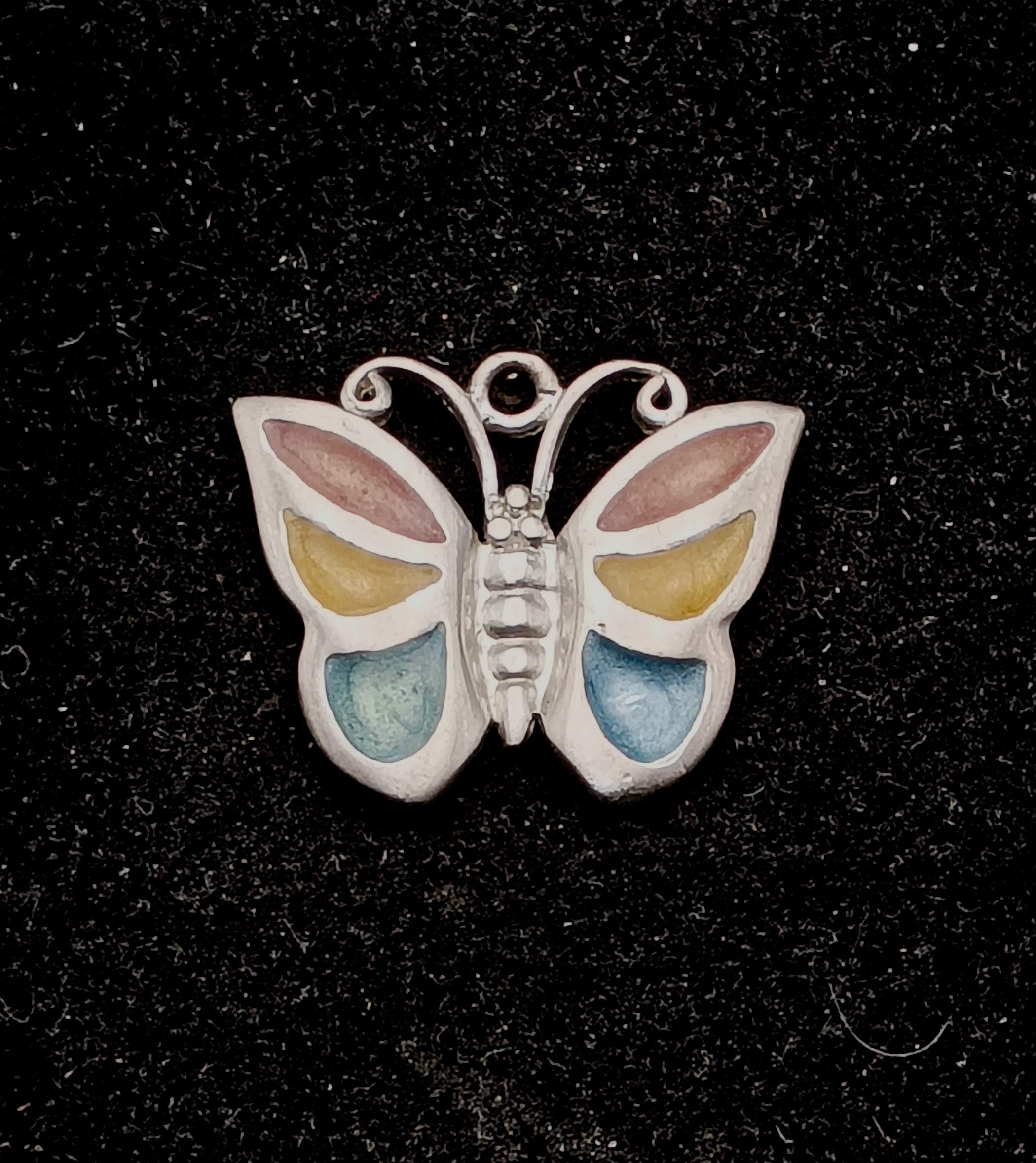 Sterling Silver and Enamel Butterfly Pendant