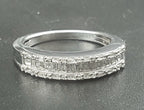 Vintage Baguette Diamonds Sterling Silver Band - Size 7