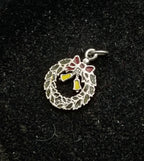 Vintage Sterling Silver Christmas Wreath Charm