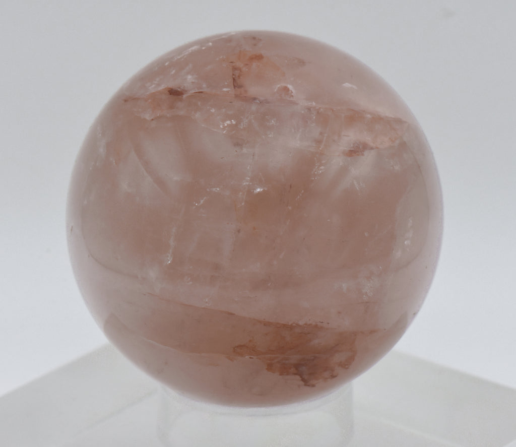 Rose Quartz with Hematite Inclusions Carved Sphere