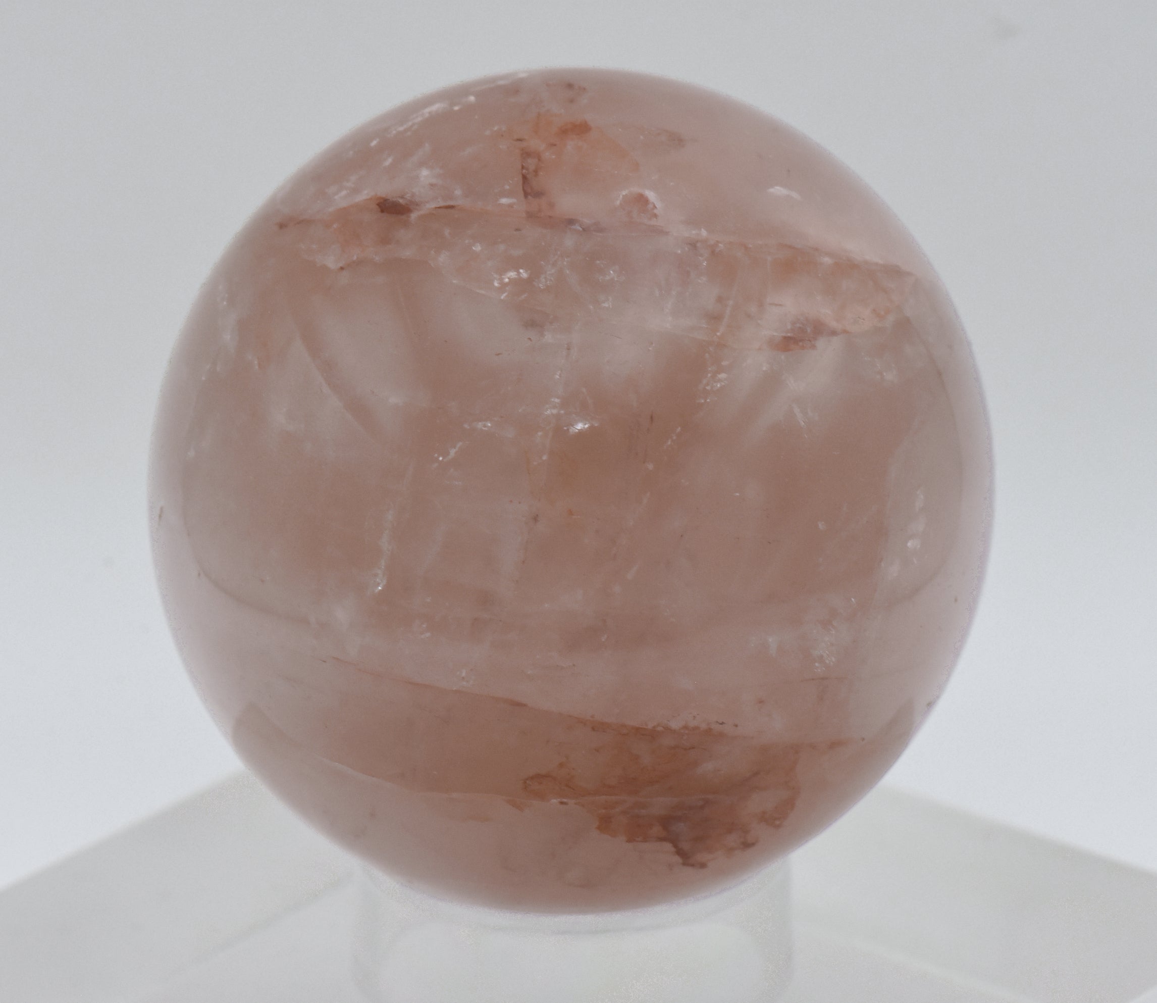 Rose Quartz with Hematite Inclusions Carved Sphere