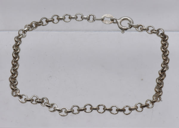 Vintage Italian Sterling Silver Rolo Link Bracelet - 7.5"