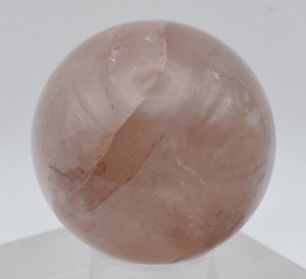 Rose Quartz with Hematite Inclusions Carved Sphere