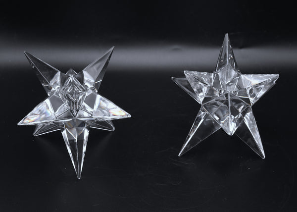 Rosenthal - Vintage Crystal Star Candle Holders Pair - AS IS