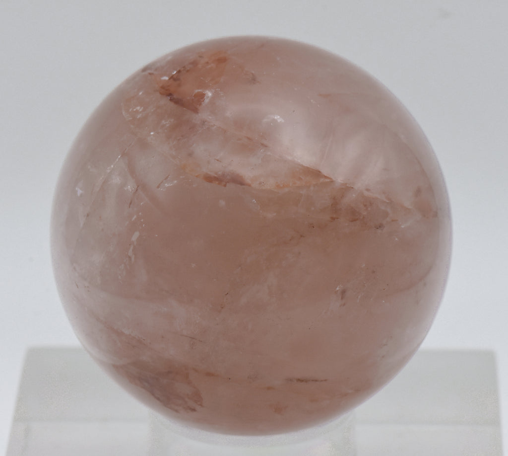 Rose Quartz with Hematite Inclusions Carved Sphere