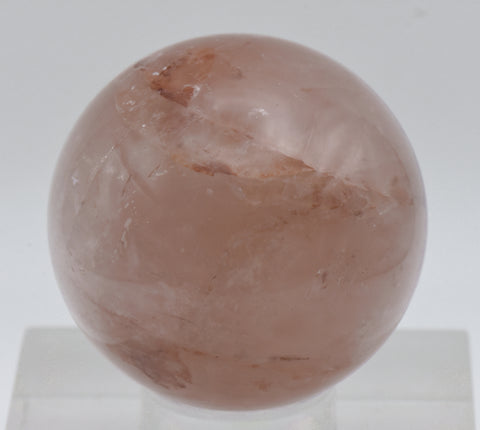Rose Quartz with Hematite Inclusions Carved Sphere