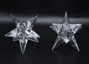 Rosenthal - Vintage Crystal Star Candle Holders Pair - AS IS