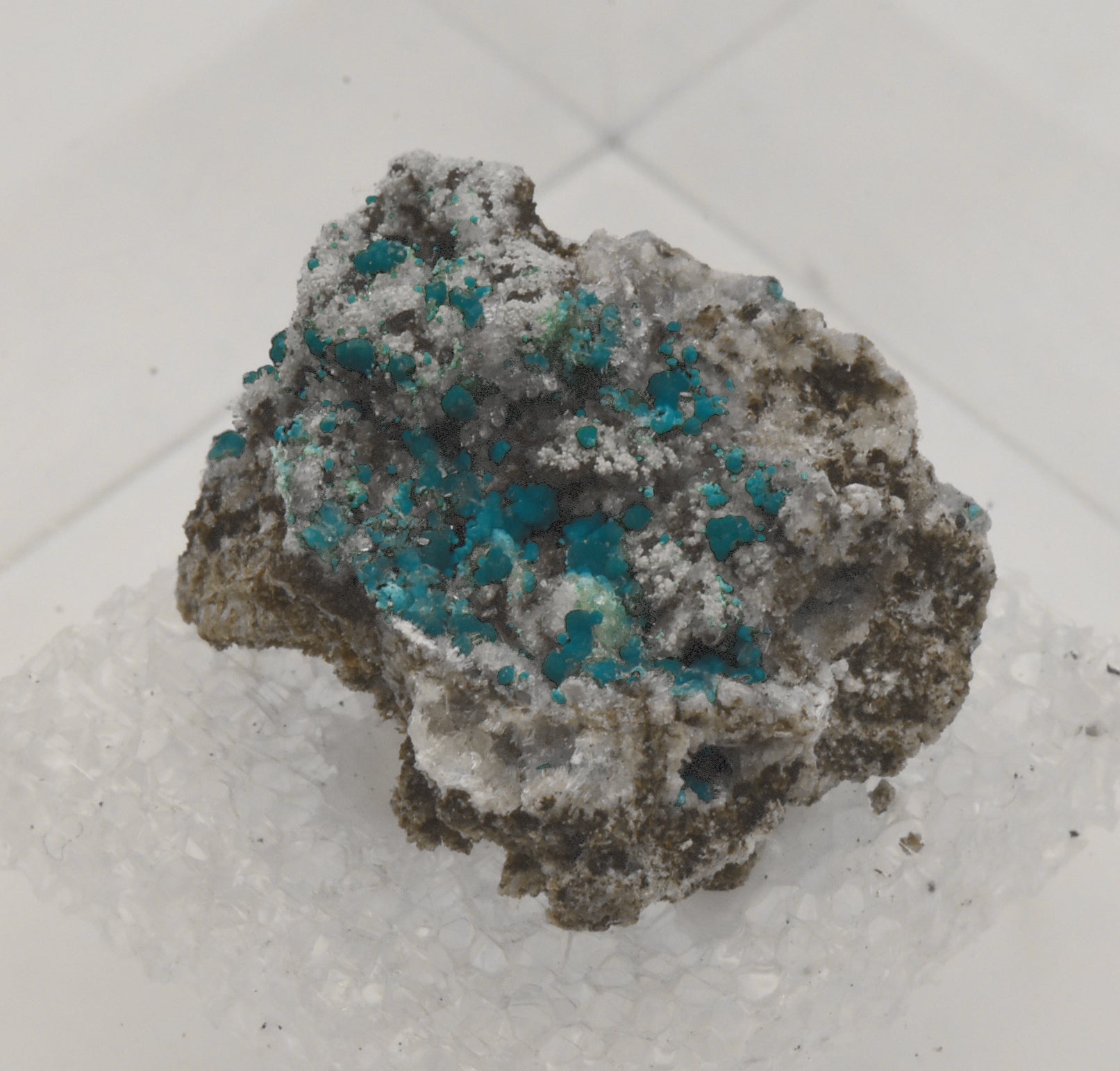 Rosasite with Hemimorphite and Aurichalcite Mounted Thumbnail Specimen - Utah