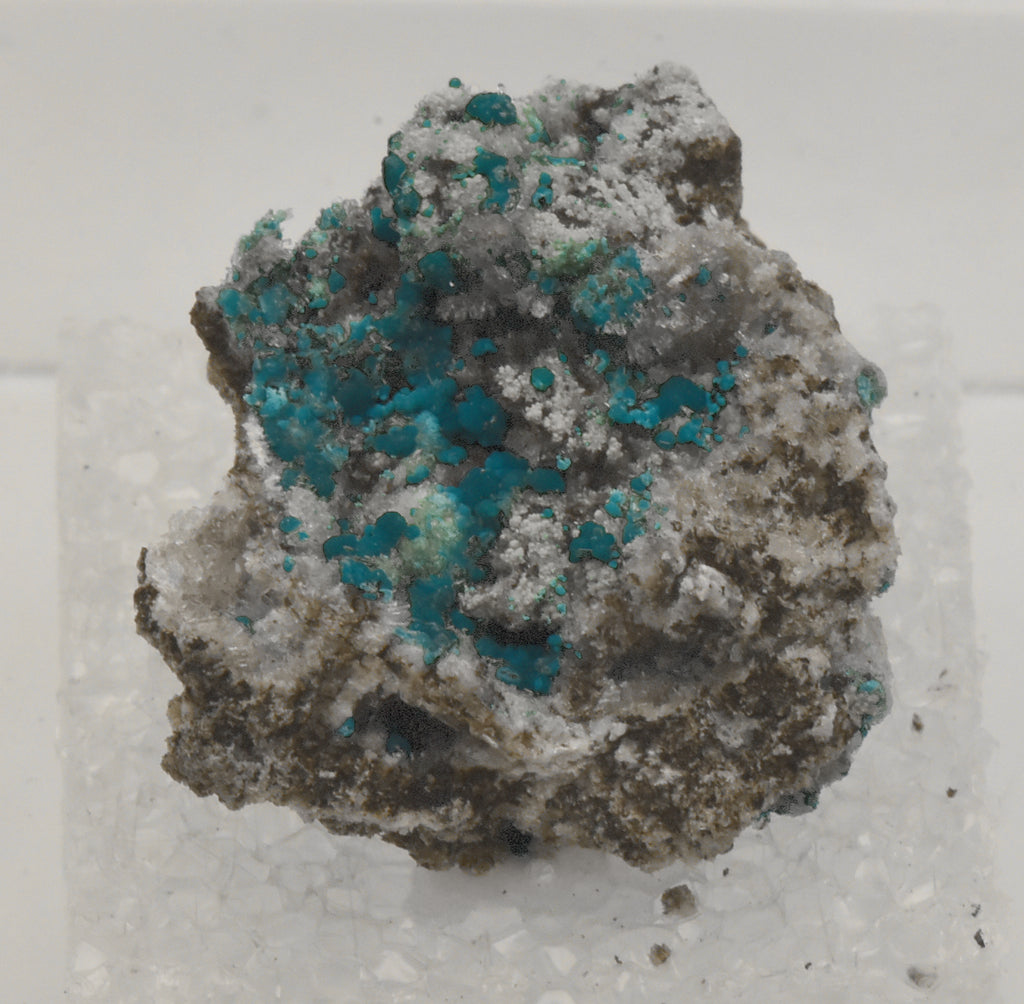 Rosasite with Hemimorphite and Aurichalcite Mounted Thumbnail Specimen - Utah