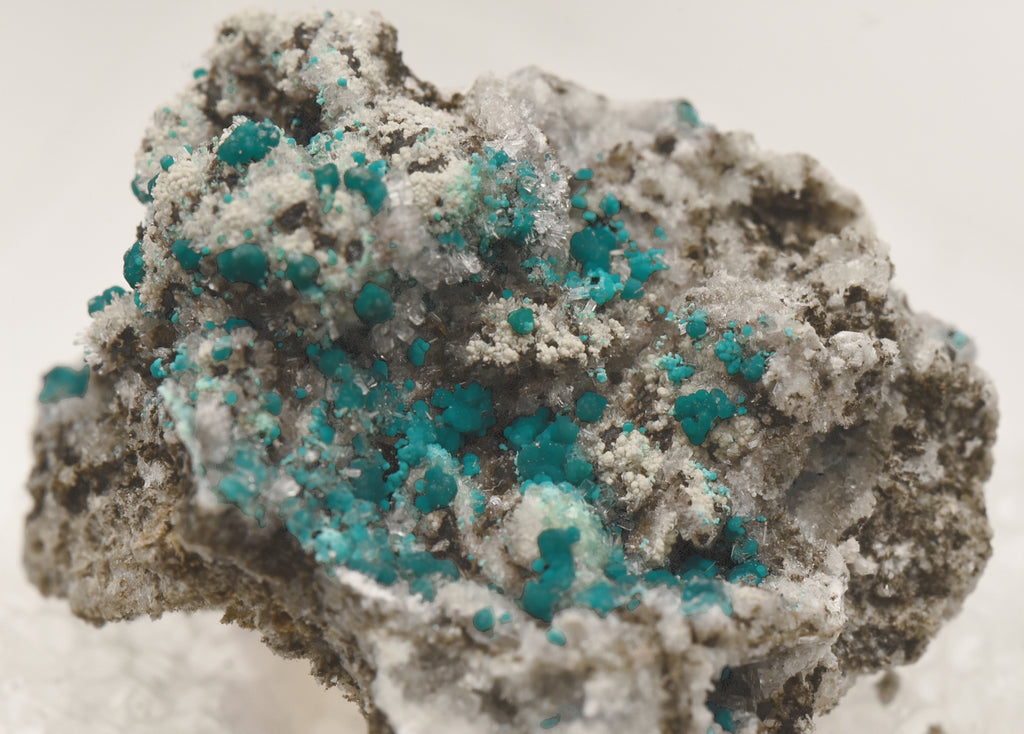 Rosasite with Hemimorphite and Aurichalcite Mounted Thumbnail Specimen - Utah