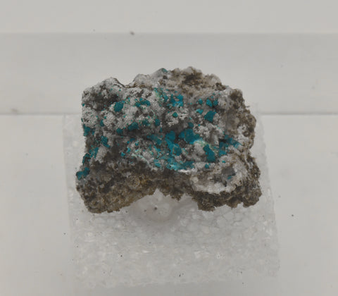 Rosasite with Hemimorphite and Aurichalcite Mounted Thumbnail Specimen - Utah