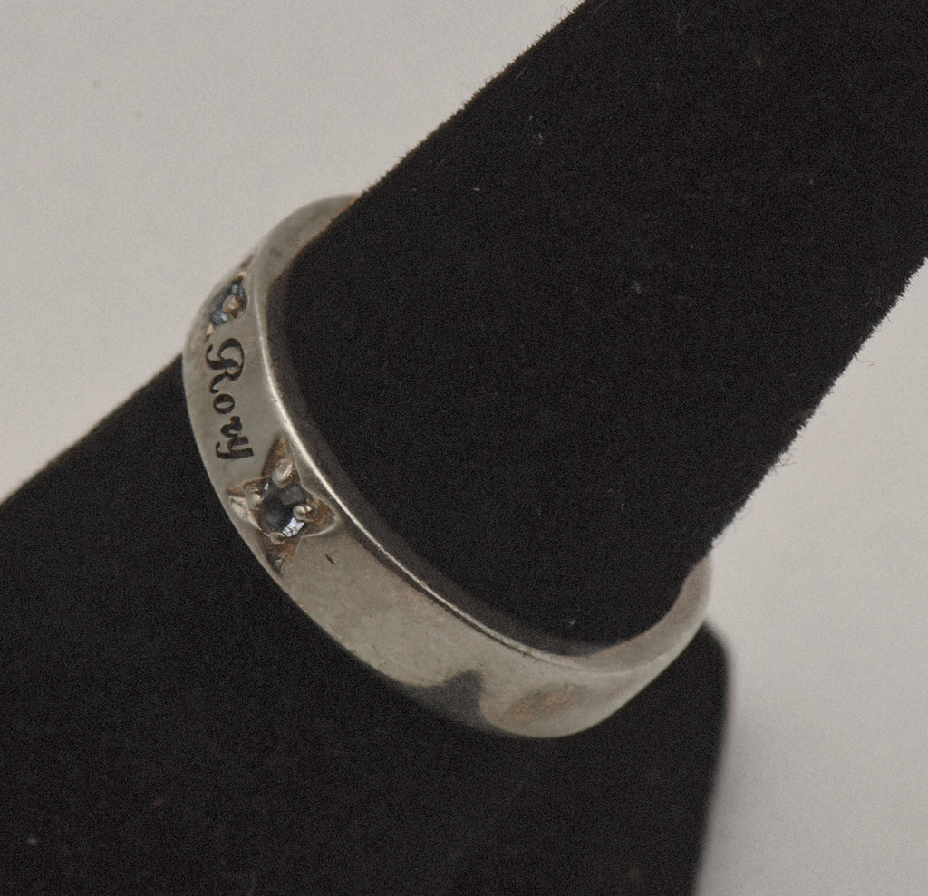 Vintage Sterling Silver and Rhinestone Names Ring - Size 6