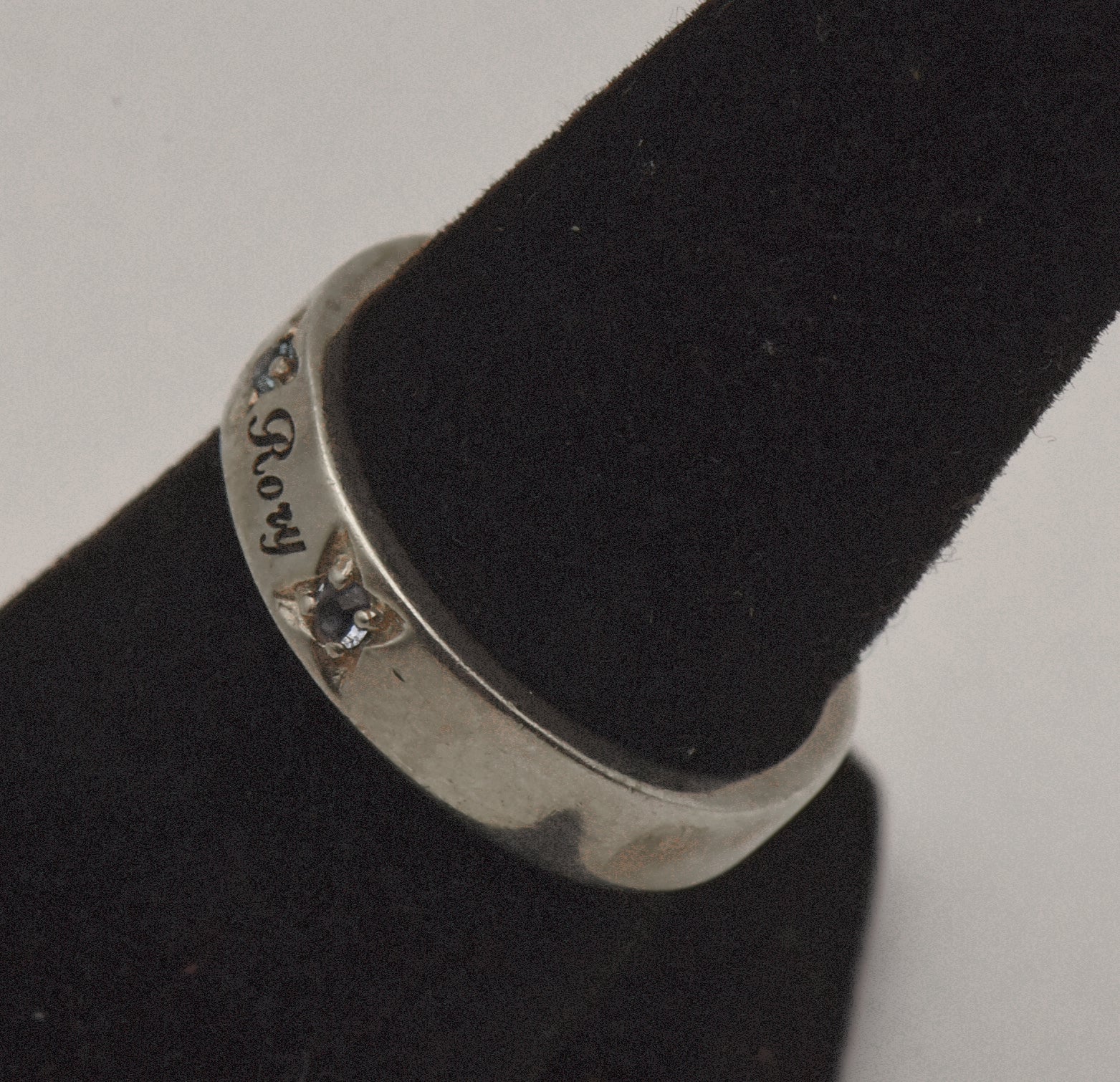 Vintage Sterling Silver and Rhinestone Names Ring - Size 6