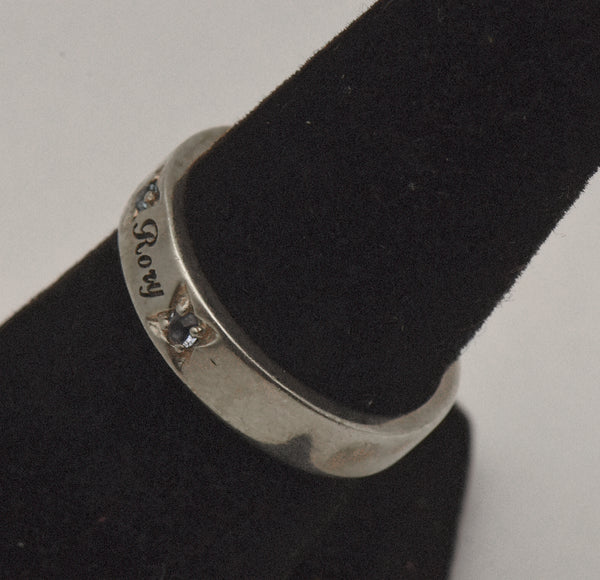 Vintage Sterling Silver and Rhinestone Names Ring - Size 6