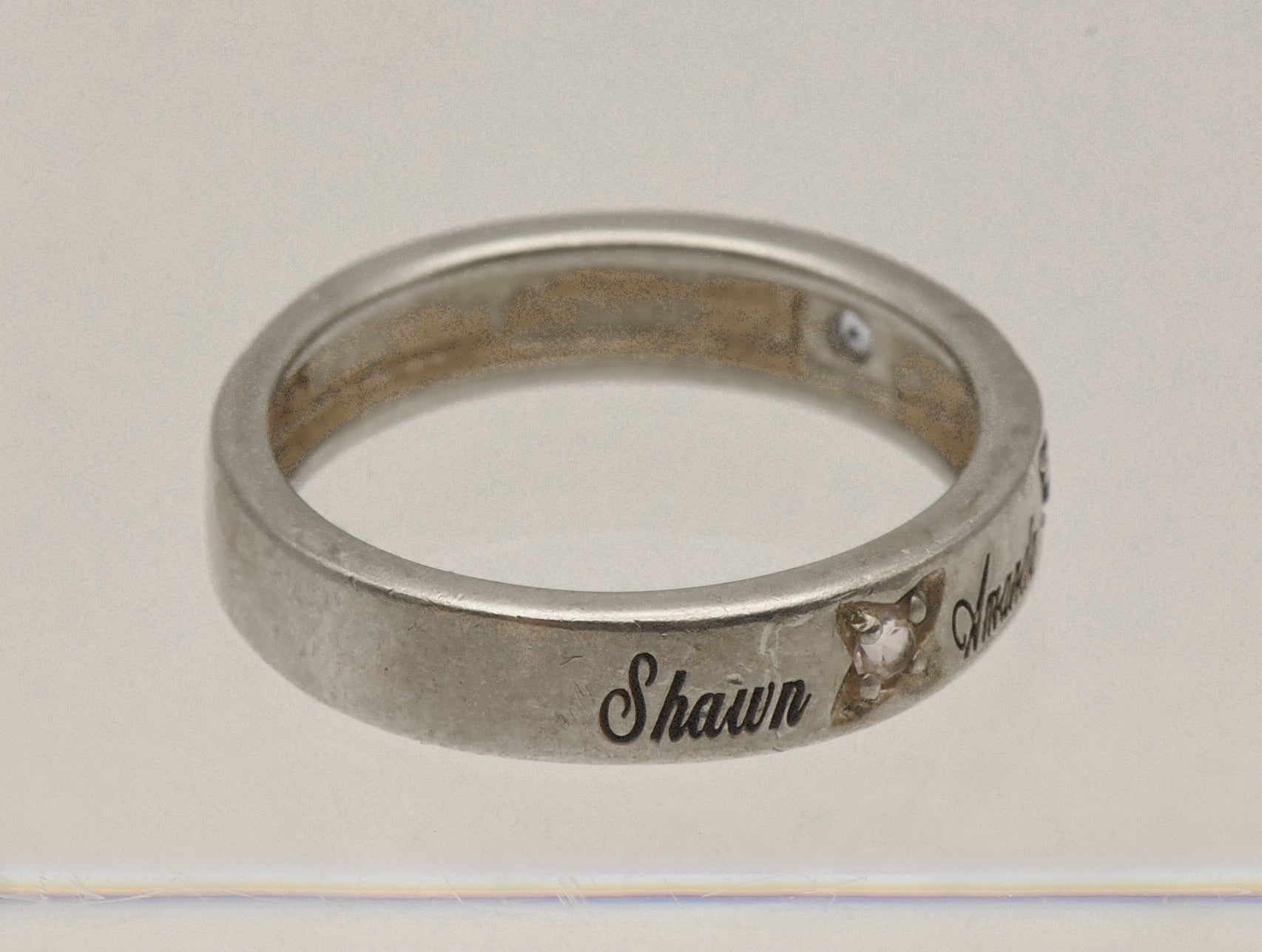 Vintage Sterling Silver and Rhinestone Names Ring - Size 6