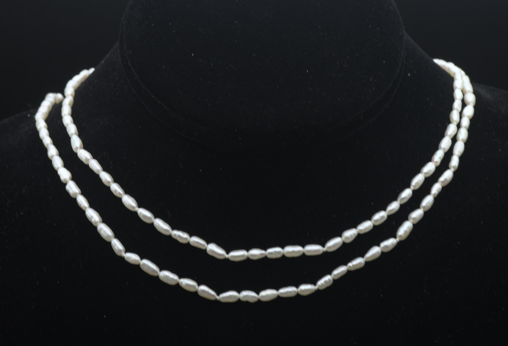 Vintage Freshwater Rice Pearls Single Strand Necklace - 33" MISSING CLASP
