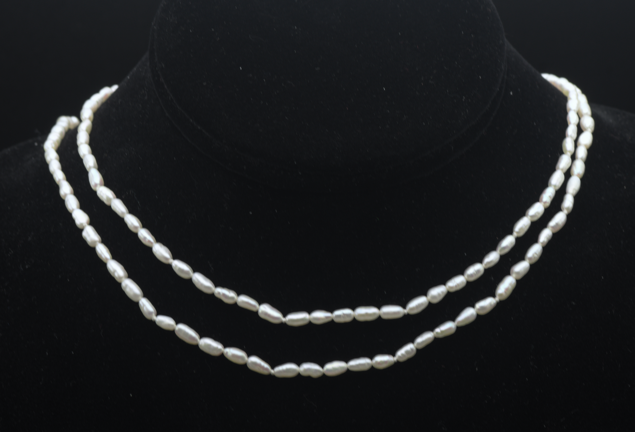 Vintage Freshwater Rice Pearls Single Strand Necklace - 33" MISSING CLASP