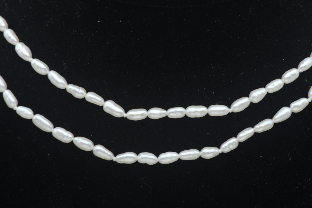 Vintage Freshwater Rice Pearls Single Strand Necklace - 33" MISSING CLASP