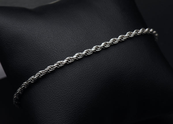 Vintage Italian Sterling Silver Rope Link Bracelet - 8"