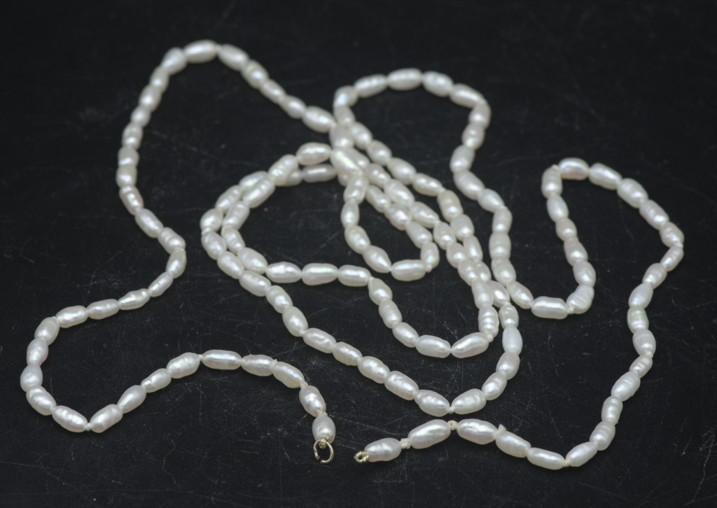 Vintage Freshwater Rice Pearls Single Strand Necklace - 33" MISSING CLASP
